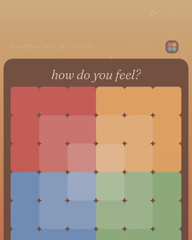 ImSunlit asking how the day felt, on a grid of moods