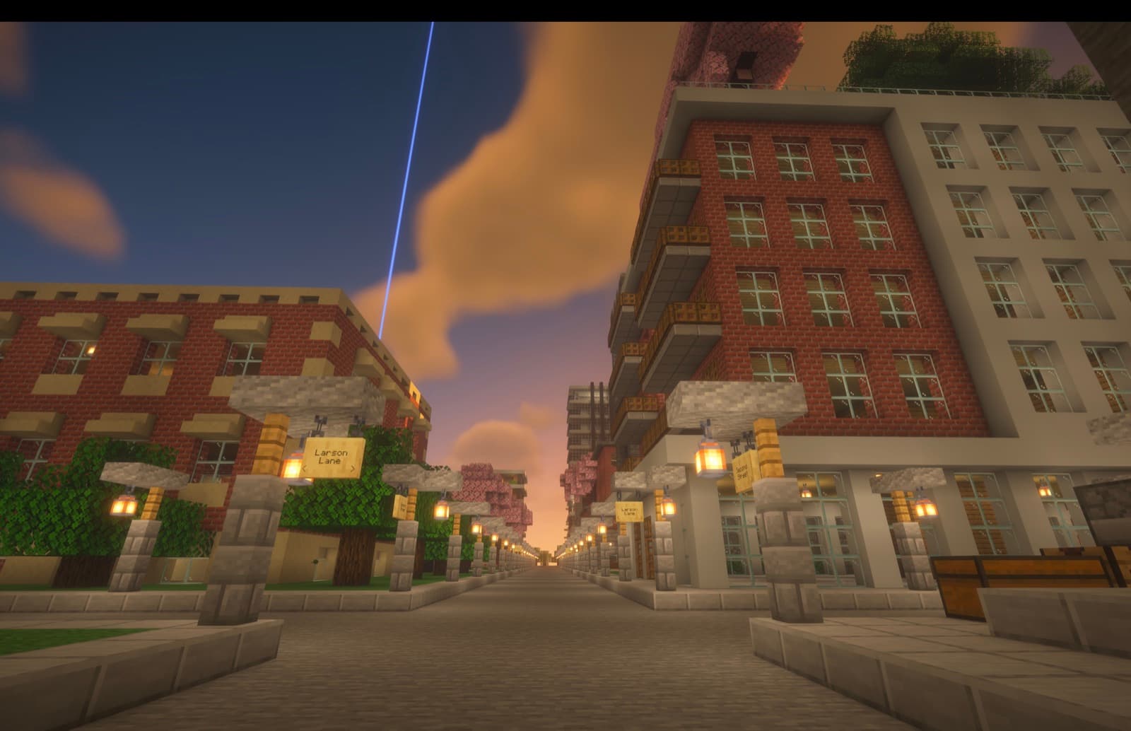 Augusta's brick main street, lamps the whole length of it.
